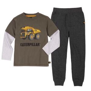 Caterpillar Boy's Jogger Shirt Tractor Dump Truck Set Size 2T NWT